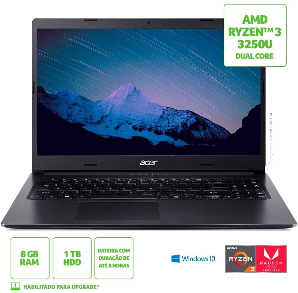 Notebook Acer A315-23-R6DJ RYZEN 3 HD1TB 8GB RAM